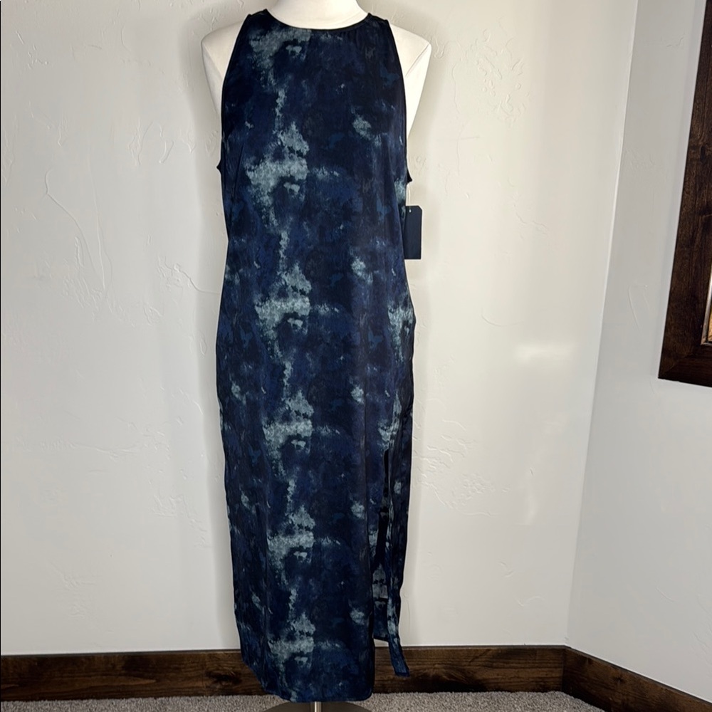 NWT Watercolor Print Navy & Grey Women's Dress
